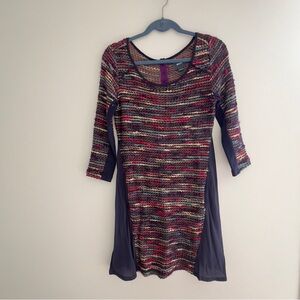 Anthropologie Maeve Chunky Multicolored Boucle Knit and Navy Dress- Sz Small